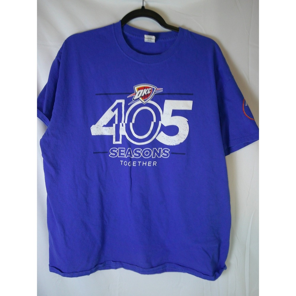 Rare Vintage Gildan Oklahoma City‎ Thunder 405 Seasons Together T Shirt XL Blue